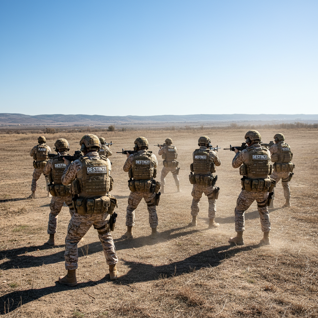Equipo profesional de seguridad Destin21 en formación táctica